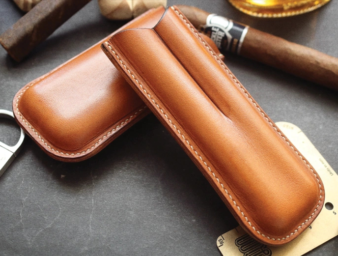 étui cuir 2 cigares moulé
